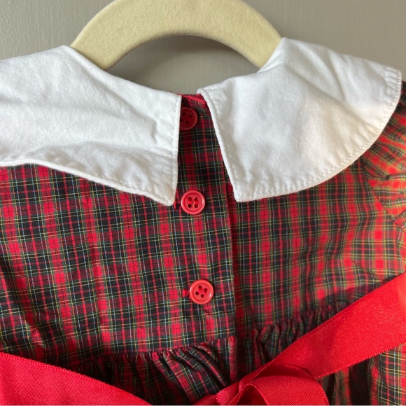 Girls Collared Christmas Tree Embroidered Dress - Picture 10 of 11